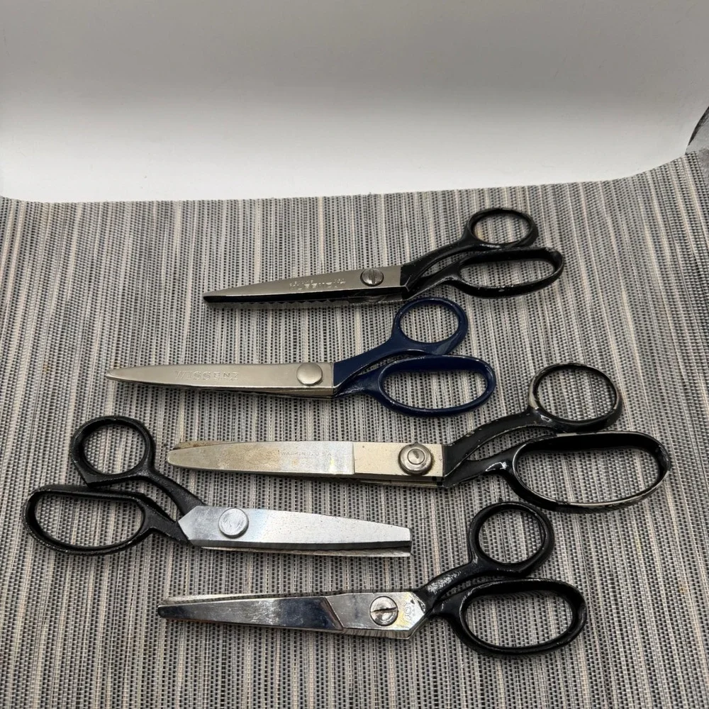 Vintage Wiss Kleencut Joy Pinking Shears Lot 5 Sewing Scissors Scalloped Zig Zag